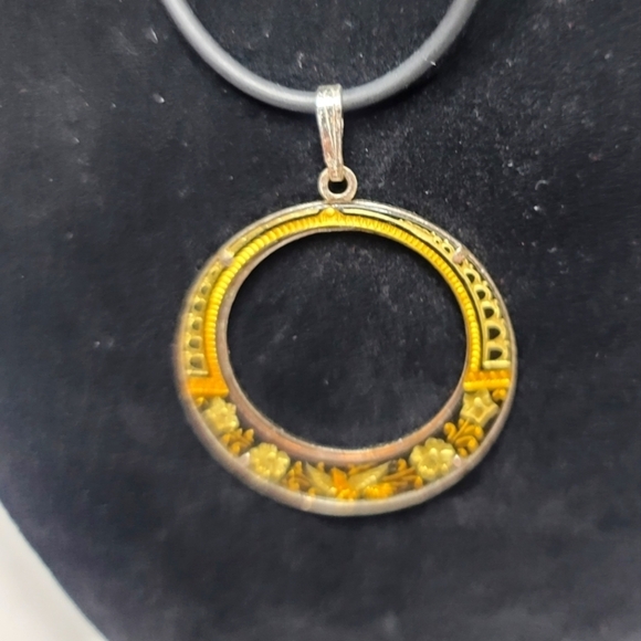 Fashion Jewelry  black cord‎ Necklace with circle Pendant flower design 1… - Picture 1 of 5